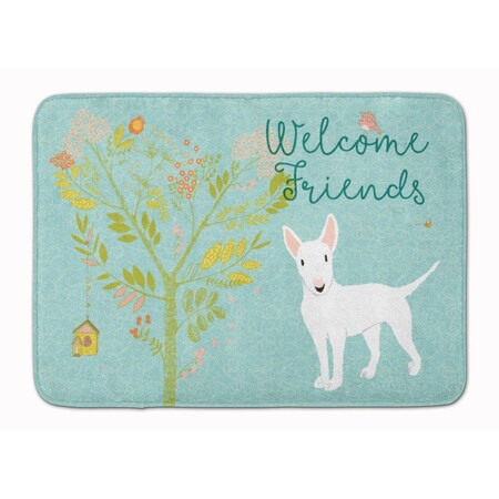 Carolines Treasures Welcome Friends White Bull Terrier Machine Washable Memory Foam Mat BB7606RUG